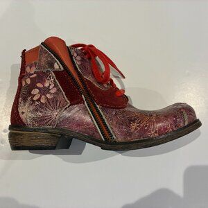 ROVERS RED BURGUNDY LEATHER ANKLE BOOT